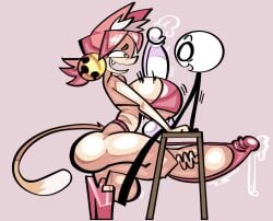 1boy 1futa bikini cat_ears cat_tail catgirl commission commissioner_upload deltarune fang futanari heels huge_cock looking_at_partner lottieplus male_on_futa mew_mew_(undertale) mew_mew_kissy_cutie mob_face not_henry paizuri penis pink_hair sex sitting smug squatting stickman tagme tail undertale white_penis