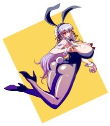 big_ass bunny_ears bunny_girl bunnysuit cleavage female high_heels huge_breasts itini-sanshi long_hair red_eyes rozen_maiden silver_hair suigintou tagme