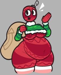 1girls 2d 2d_(artwork) bobette_(dandy's_world) boob briggeybruh cheerful christmas_ornaments christmas_sweater color colored dandy's_world eyelashes fat fat_ass fat_female gift_bag nipples patterned_body protruding_nipples red_body roblox roblox_game tagme thighs waving waving_at_viewer