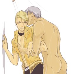 2boys ass clothed clothed/nude gay hand_on_another's_chest jojo's_bizarre_adventure male male/male male_only molestation nude_male prosciutto risotto_nero shower tsumita vento_aureo yaoi