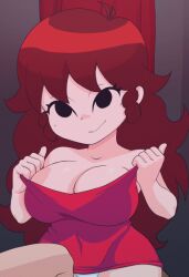 1girls animated breasts color female female_focus female_only friday_night_funkin gif girlfriend_(friday_night_funkin) kae-est_art loop red_dress simple_face straight