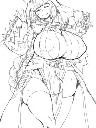 1futa breasts bulge futa_only futanari huge_breasts kanon_(148bpm) monochrome nipples penis sketch skindentation thick thick_thighs thighhighs wide_hips