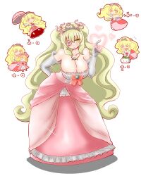 blonde_hair cleavage eyepatch female gameplay_mechanics hinaichigo huge_breasts itini-sanshi kirakishou long_hair mario_(series) princess_peach_(cosplay) rozen_maiden safe sisters super_smash_bros. tagme