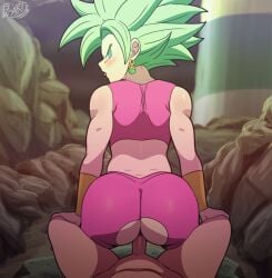 back big_ass blushing breasts d-art dragon_ball dragon_ball_super female green_hair hands_on kefla legendary_super_saiyan looking_back looking_back_at_viewer male pants penis potara_earrings potara_fusion pov ripped_clothing shirt source_request super_saiyan super_saiyan_2 tongue tongue_out tournament_of_power unseen_male_face wrist_cuffs