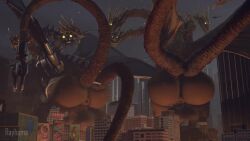 2_tails 2boys 2monsters 3_heads 3d 3d_(artwork) animated balls big_ass big_balls big_butt bouncing_ass bouncing_butt butt creature dragon fangs first_porn_of_character gay godzilla_(series) groan hi_res king_ghidorah long_neck long_tail looking_back macro mecha_king_ghidorah monster rayhuma rear_view short_playtime sound tagme tail twerking video