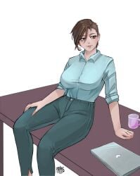 1futa animated areolae ass at_work balls big_breasts big_butt big_penis bodily_fluids breast_expansion breasts brown_eyes brown_hair clothed clothing coffee_mug cum erection female_to_futa friddscat fully_clothed futa_only futanari futanari_transformation genital_fluids genitals hair herm hi_res hip_growth horny human intersex intersex/intersex light-skinned_futanari light_skin mammal mostly_clothed nipple_bulge nipples office office_clothing penis penis_growth pubes short_hair short_playtime sitting solo tongue tongue_out transformation wardrobe_malfunction