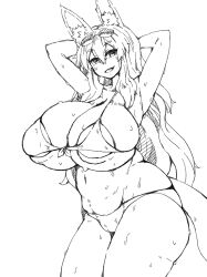 1girls bikini breasts female female_only huge_breasts kanon_(148bpm) monochrome nipples solo solo_female thick thick_thighs