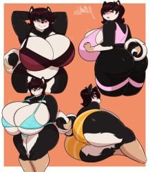 1girls anthro artjwink ass big_ass big_breasts blush bra breasts brunette busty canine cleavage clothing female female_only heterochromia huge_breasts jwinkz large_breasts lying lying_on_side original_character panties pants shiba_inu solo sports_bra standing thick_thighs wide_hips yoga_pants