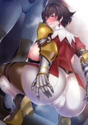 1girls armor ass ass_grab back backboob big_ass big_breasts big_butt blush breasts breasts_out cameltoe dat_ass female_only fiorayne grabbing grabbing_own_ass harunori_oogami huge_ass looking_at_viewer looking_back monster_hunter monster_hunter_rise seductive sideboob squatting steam tagme tight_clothing tight_pants