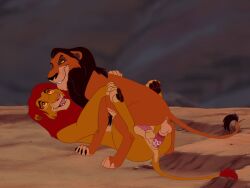 2020s 2022 2boys animated anus black_mane curtis_parker disney duo feral gay green_eyes hi_res incest lion male male/male male_only pantherine penis red_eyes red_mane scar_(the_lion_king) simba testicles the_lion_king uncle_and_nephew yaoi