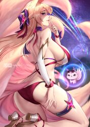 9_tails ahri alternate_costume alternate_hair_color alternate_hairstyle animal_ear_fluff animal_ears animal_girl ass ass_cleavage big_ass big_breasts blonde_hair breasts busty butt_crack cianyo cleavage clothing curvaceous curves curvy curvy_body curvy_female curvy_figure curvy_hips dat_ass eyelashes eyeliner eyeshadow facial_markings female fluffy fluffy_ears fluffy_tail fluffy_tails fox fox_ears fox_girl fox_tail glistening glistening_body glistening_breasts glistening_hair glistening_skin hourglass_figure humanoid inner_ear_fluff kemonomimi kitsune league_of_legends light-skinned_female light_skin lips lipstick long_hair multiple_tails nine_tailed_fox pale-skinned_female pale_skin riot_games star_guardian_ahri star_guardian_series tail thick_thighs thighs vastaya video_games yellow_eyes