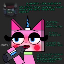 black_hat_(villainous) blowjob blue_eyes blush female licking_penis penis pink_body tagme unikitty unikitty! villainous