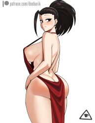 1girls 2022 absurd_res ass back back_view black_eyes black_hair blushing_at_viewer blushing_profusely breasts bubble_ass bubble_butt donburikazoku dress earrings female female_only hips huge_ass huge_breasts long_hair momo_yaoyorozu my_hero_academia patreon_username red_dress revealing_clothes shounen_jump simple_background slim_waist thick_thighs thighs white_background wide_hips