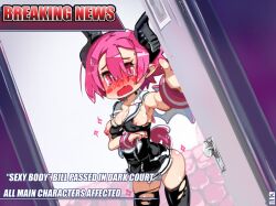 ass blush breasts disgaea disgaea_3 embarrassed embarrassed_nude_female enf exposed_breasts female jc_(artist) large_breasts nippon_ichi_software nude raspberyl thighs torn_clothes