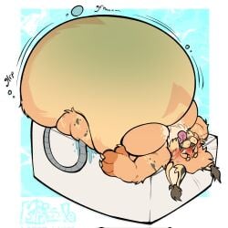 ahe_gao anthro anthro_only bathtub belly belly_expansion belly_inflation big_belly bliss furry furry_only hyper hyper_belly immobile inflation kafrizzzle no_humans ready_to_pop water water_inflation