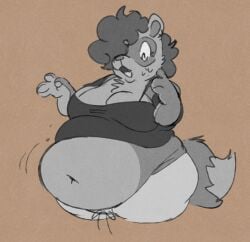 anthro anthro_only bare_belly belly belly_overhang big_belly clothed furry furry_only kafrizzzle no_humans no_visible_genitalia no_visible_nipples pants