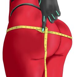 1girls ass ass_focus big_ass bodysuit bubble_butt child_bearing_hips cybernetics dat_ass fat_ass female_only kilroylw lower_body measuring measuring_ass measuring_tape solo thick_ass thick_thighs virtual_youtuber vshojo zentreya zentreya_(cyborg)