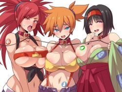 3girls ahe_gao alternate_breast_size anime_style bad_censor big_breasts blush bondage bound_together breast_tattoo breasts censored cleavage collar covered_nipples covering erika_(pokemon) erika_(pokemon_lgpe) female female_only femsub flannery_(pokemon) flannery_(pokemon_oras) gym_leader hakama harlot hourglass_figure huge_breasts human human_only kasumi_(pokemon) kimono konno_tohiro large_breasts leash linked_collar looking_at_viewer misty_(pokemon) moaning multiple_girls multiple_subs naughty_face navel nintendo open_mouth orange_hair pokeharlot pokemon pokemon_lgpe pokemon_oras pokemon_rgby pokemon_rse pubic_tattoo red_eyes revision seductive seductive_smile slave smile sweatdrop tattoos tomboy tongue tongue_out