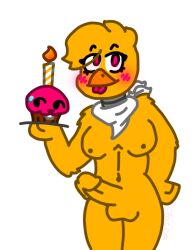 2022 anthro artist_request avian balls bandanna_scarf bird blep blush breasts chica_(fnaf) chicken digital_drawing_(artwork) digital_media_(artwork) erection five_nights_at_freddy's flat_colors futa_focus futa_only futanari galliform gallus_(genus) genitals gynomorph intersex nipples penis phasianid scottgames slightly_chubby solo space_the_bunny standing tongue tongue_out toony transparent_background video_games