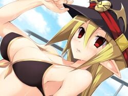 bikini bikini_top breasts cleavage disgaea disgaea_3 hat iwasi_r large_breasts nippon_ichi_software salvatore wet wet_skin