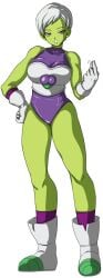 1girls alien alien_girl big_breasts bodysuit cheelai dragon_ball dragon_ball_super female female_focus female_only green_skin hazama_null leotard png short_hair tagme white_background white_hair