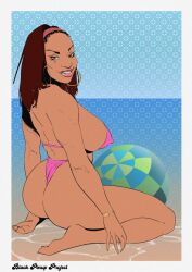 1girls artist_name beauty_mark big_breasts bikini bikini_bottom bikini_top black_pinup_project bottom_heavy breasts brown_body brown_skin busty dark-skinned_female dark_hair dark_skin digital_drawing_(artwork) digital_media_(artwork) ear_piercing earrings female hips hourglass_figure legs lips mole mole_under_eye piercing piercings thick_legs thick_thighs thighs top_heavy voluptuous wide_hips