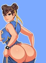 1girls ass brown_hair capcom chun-li deckman female female_only large_ass looking_back mrdeck solo street_fighter street_fighter_alpha