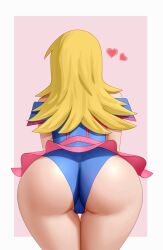 1girls alternate_version_available ass ass_focus big_ass big_balls big_butt blonde_hair bubble_butt clothed_female dark_magician_girl dat_ass duel_monster fat_ass female female_only fully_clothed hearts huge_ass huge_butt leotard long_hair solo solo_female standing thick_thighs thighs whargleblargle yu-gi-oh!