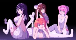 4girls blep blue_eyes bow brown_hair bunijayy doki_doki_literature_club female female_only green_eyes looking_at_viewer monika_(doki_doki_literature_club) multiple_girls natsuki_(doki_doki_literature_club) one_eye_closed orange_hair pink_eyes pink_hair pixel_art ponytail purple_eyes purple_hair red_bow sayori_(doki_doki_literature_club) tagme tongue tongue_out virgin_killer_sweater white_bow winking yuri_(doki_doki_literature_club)