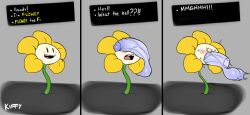 balls blowjob blush darkner deltarune deltarune_chapter_1 disembodied_penis duo elemental_creature english_text erection exclamation_point flora_fauna flower flower_creature flowey_the_flower forced genitals hi_res irrumatio jevil_(deltarune) kiffy_(artist) male male/male mob_face open_mouth oral penile penis penis_on_face plant profanity question_mark rape sex text undertale undertale_(series) unseen_male unseen_male_face video_games