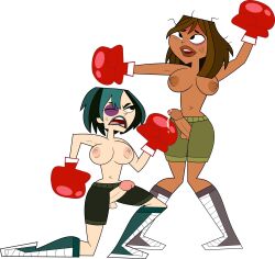 2futas accurate_art_style balls balls_out big_breasts big_thighs black_eyes boxer_briefs boxers boxing boxing_gloves boxing_shoes breasts brown_hair bruised_eye cartoon_network courtney_(tdi) cum cumshot curvy dark-skinned_futanari dark_skin dickgirl duo ejaculation erection fight freckles fresh_tv futa_on_futa futa_only futanari gloves grey_shoes gwen_(tdi) hands-free handsfree_ejaculation human human_only intersex light-skinned_futanari light_skin lips lipstick looking_at_another messy_hair navy_green_shorts nipples nude official_style open_mouth orgasm_from_pain pale-skinned_futanari pale_skin penis penis_cutout penis_out penis_out_of_shorts pennsatucky punching_penis red_boxing_gloves red_gloves sex_fight shoes short_hair shorts shoulder_length_hair teal_hair teal_lipstick teal_shoes teletoon thick thick_hips thick_thighs thighs topless topless_boxing topless_futanari total_drama_island white_background wide_hips