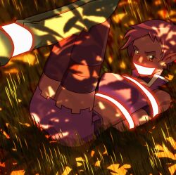 arms_tied_behind_back bondage bound_ankles brown_eyes brown_hair female gag gagged log_horizon looking_at_viewer radiantrealm rikopin_(log_horizon) tape_bondage tape_gag