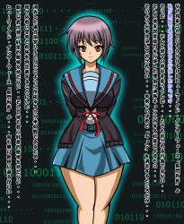 female fully_clothed japanese_text my_(artist) nagato_yuki pre-transformation suzumiya_haruhi_no_yuuutsu text transformation translation_request