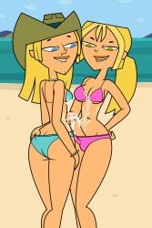 2futas ass balls bikini blonde_hair bridgette_(tdi) cartoon_network cowboy_hat cum cum_on_body erection fresh_tv futa_on_futa futa_only futanari geoff_(tdi) looking_down penis rule_63 small_breasts teletoon tjlive5 total_drama_island