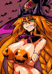 alternate_version_available body_paint breasts completely_nude completely_nude_female large_breasts metallia nippon_ichi_software the_witch_and_the_hundred_knight witch_hat zasshu_nigou