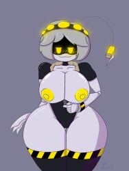 big_breasts breasts breasts_out clothed female female_only glitch_productions gray_hair hair huge_ass murder_drones nipples no_bra no_underwear r1ggto revealing_clothes robot robot_girl sideass tagme tail teasing thick_thighs thighs tight_clothing v_(murder_drones) yellow_eyes yellow_nipples zipper zipper_down zipper_pull_tab