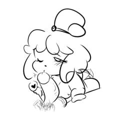 animal_crossing anthro furry isabelle_(animal_crossing) kissing kissing_penis