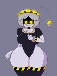 big_breasts breasts clothed female female_only glitch_productions gray_hair hair huge_ass murder_drones no_bra no_underwear r1ggto revealing_clothes robot robot_girl sideass tagme tail teasing thick_thighs thighs tight_clothing v_(murder_drones) yellow_eyes zipper