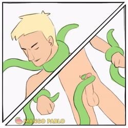 animated balls blonde_hair blonde_hair_male blonde_male choking choking_during_sex fully_naked fully_nude fully_retracted_foreskin green_tentacles holding holding_hands holding_head male male_focus male_only mango_pablo masturbating masturbating_cuck masturbating_other masturbation_only penis questionable_consent skinny tentacle tentacle_monster tentacle_on_male tentacle_rape tentacle_sex