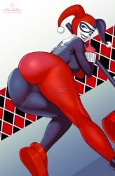 1girls ass ass_focus batman_(series) dc dc_comics female harleen_quinzel harley_quinn harley_quinn_(classic) light-skinned_female light_skin msmelodine standing voluptuous