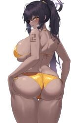 1girls absurd_res ass bikini black_hair blue_archive breasts brown_skin dark-skinned_female dark_skin dat_ass female gold_bikini hi_res hips huge_ass huge_breasts karin_(blue_archive) kuavera long_hair looking_at_viewer naughty_face thick_thighs thighs wide_hips yellow_eyes