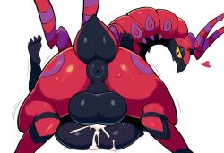 ai_generated anthro anus arthropod ass backsack balls big_butt bodily_fluids cum cum_inside duo feral from_front_position generation_5_pokemon genital_fluids genitals heart hellsonger hi_res lying male male/male male_penetrated male_penetrating male_penetrating_male mating_press missionary_position myriapod nintendo nude on_back penetration penile_penetration penis pokemon pokemon_(species) puffy_anus red_body scolipede sex simple_background sweat white_background