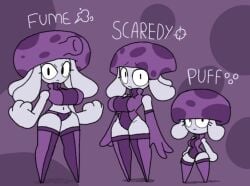 3girls adorable alexonjaychara cute fume-shroom_(pvz) mushroom mushroom_girl mushroom_humanoid mushrooms plants_vs_zombies popcap_games puff_shroom_(pvz) scaredy-shroom_(pvz) tagme