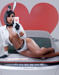 1girl 1girls blender blizzard_entertainment breasts bunnyears dark-skinned_female dark_skin female nipples overwatch overwatch_2 pharah pinup pinup_pose queen_of_hearts toned toned_female