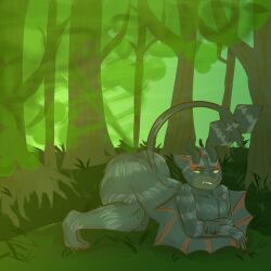 1boy anthro background bent_legs black_fur black_horns blue_eyes claws commission commissioner_upload crossed_arms dead_tree dead_trees deadly_fart diablos_(mh) digital_drawing_(artwork) digital_media_(artwork) fart fart_cloud fart_fetish farting forest forest_background furry green_fart horns hybrid hyper_fart lucien_(kaithedumbass02) lying_on_stomach male male_fart male_only monster_hunter oc onomatopoeia original_character red_fur red_markings shaded silverwind_nargacuga stinkybuns1 tail tail_club white_fur wilting wilting_plants winged_arms wings