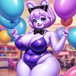 ai_generated blue_eyes breasts chubby chubby_female female five_nights_at_freddy's five_nights_in_anime funtime_freddy_(fnafsl) leotard