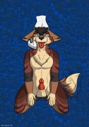 absurd_res canid canine canis coyote furry genitals happy harikuran hi_res invalid_tag male mammal penis pet_(disambiguation) petting praise