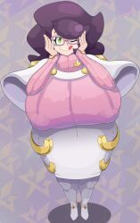 big_ass casual_nudity clothed doodlewill female female_only huge_ass huge_breasts nintendo no_bra pokemon teasing wicke_(pokemon)