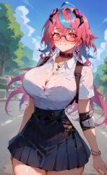 ai_generated emikukis glasses huge_breasts latam_virtual_youtuber multicolored_hair ricochetk school_uniform schoolgirl virtual_youtuber vtuber wide_hips