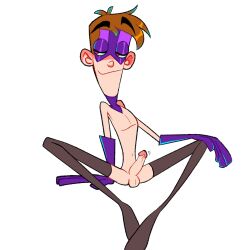 aged_up brown_hair erection faggot fanboy_and_chum_chum gloves male_only mask nickelodeon no_nipples pink_eyes skinny_male stockings stylized toony